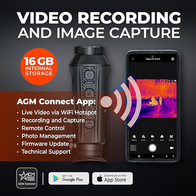 AGM Global Vision Taipan V2 Thermal Imaging monocular for Hunting with Advanced 12μm Sensor, Video Recording, WiFi, IP67 Waterproof
