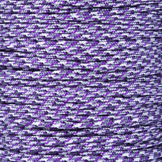 Paracord Planet | Type II Commercial Grade 425 Paracord – 425 LB Tensile Strength W/ 3mm Diameter (Purple Camo, 25 FT)