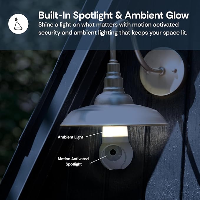 Luna Light Bulb Security Cameras Wireless Outdoor Indoor, 360° Pan Tilt, Color Night Vision, LED Bulb & Spotlight, 2.4GHz Wi-Fi 6, Porch Light Cameras for Home Security (2026 Upgrade Version)