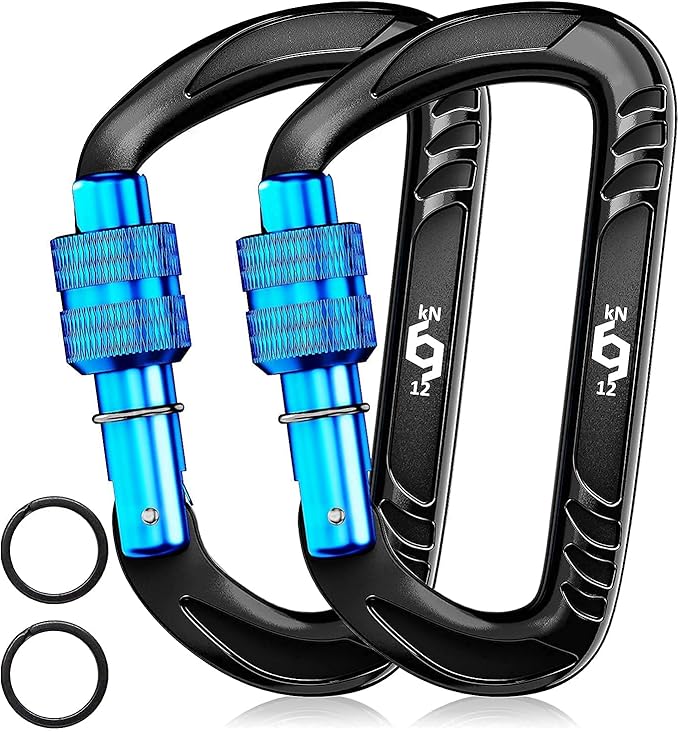 Rhino Produxs 12kN (2697 lbs) Heavy Duty Carabiner Clips, for Securing Pets, Outdoor, Camping, Hiking, Hammock, Dog Leash Harness, Keychains