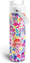 ENCOOL Insulated Water Bottle with Straw Stainless Steel Water Bottle, Leak-Proof, BPA-Free, Double Wall Vacuum Keeps Cold for 24 Hours for Sports, Travel, School (26 oz, Vivid Icon)