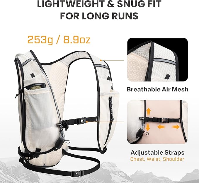 EVERFUN Hydration Backpack Running Vest Small Hiking Water Backpack with 1.5L Water Bladder for Women Men, Lightweight Reflective Phone Holder Hydro Pack for Trail Running, Biking, Race, Marathons