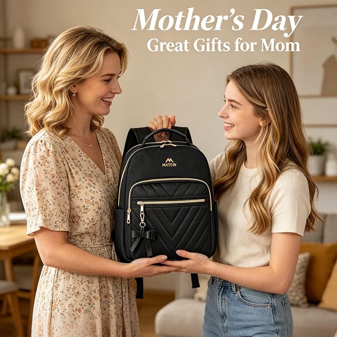 MATEIN Mini Backpack for Women, Waterproof Stylish Daypack Purse Shoulder Bag, Lightweight Small Casual Daily Travel Backpack Mochilas Para Mujer, Lady Girls Gifts for Work School, 2pcs Sets, Black
