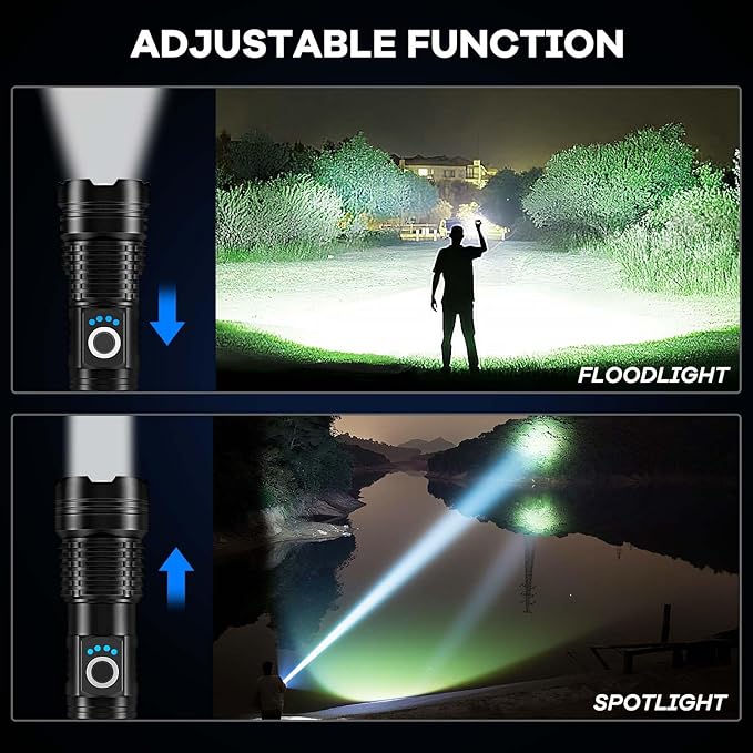 Lylting 2 Pack Rechargeable LED Flashlights High Lumens, 99,000LM Super Bright Adjustable Flashlight with USB Cable & 5 Modes, Waterproof Handheld Flashlight Powerful Flash Light for Home Camping