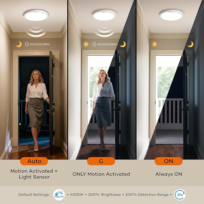 Annaror 2Pack Motion Ceiling Light with Remote, 8.7IN Wired Motion Sensor Light Indoor 3000K/4000K/5000K, Closet Lights Motion Sensored with Timer, Dimmable Motion Activated Light for Hallway Stair