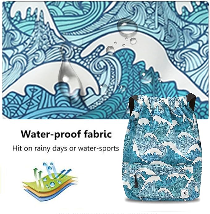 Waterproof Drawstring Bag, Gym Bag Sackpack Sports Beach Backpack for Men Women