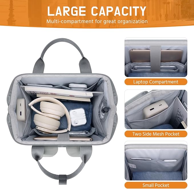 Maelstrom Laptop Backpack, Fits 15.6-17.3 Inch Travel Backpack Gift for Women Men, Waterproof College School Computer Bag, Anti-theft Business Work Bag with Luggage Strap (Grey, 17.3 Inch)