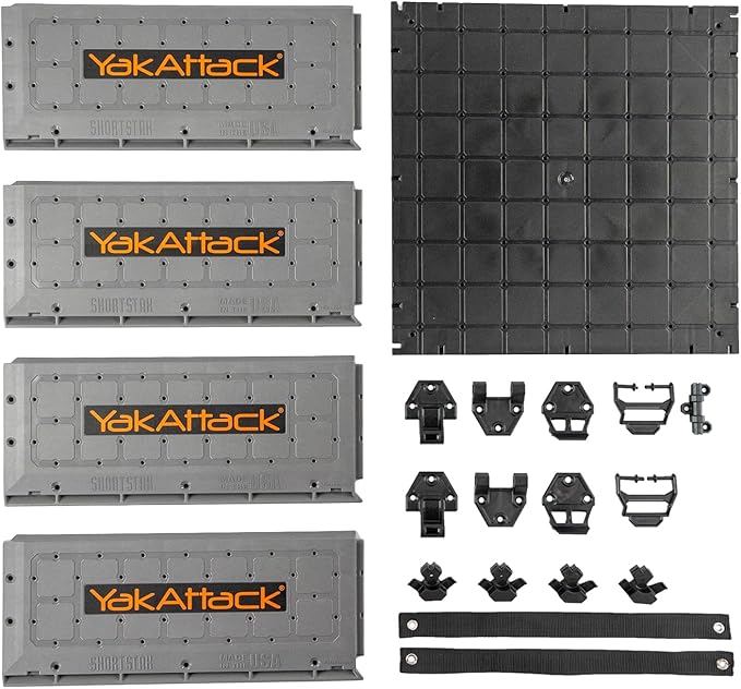 YakAttack ShortStak Upgrade Kit for BlackPak Pro | 13" x 13" – Battleship Grey | Stackable Kayak Crate Add-On with GridLoc Panels, Hinges & Latches | Not Standalone | Made in USA