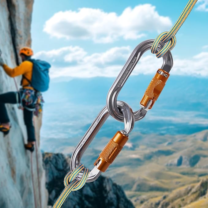 SOB Heavy Duty Steel Carabiner Clips -Auto Locking Climbing Carabiner, Industrial Strength Climbing Hooks for Keychains, Outdoor Gear, Backpacks, Hiking & Camping