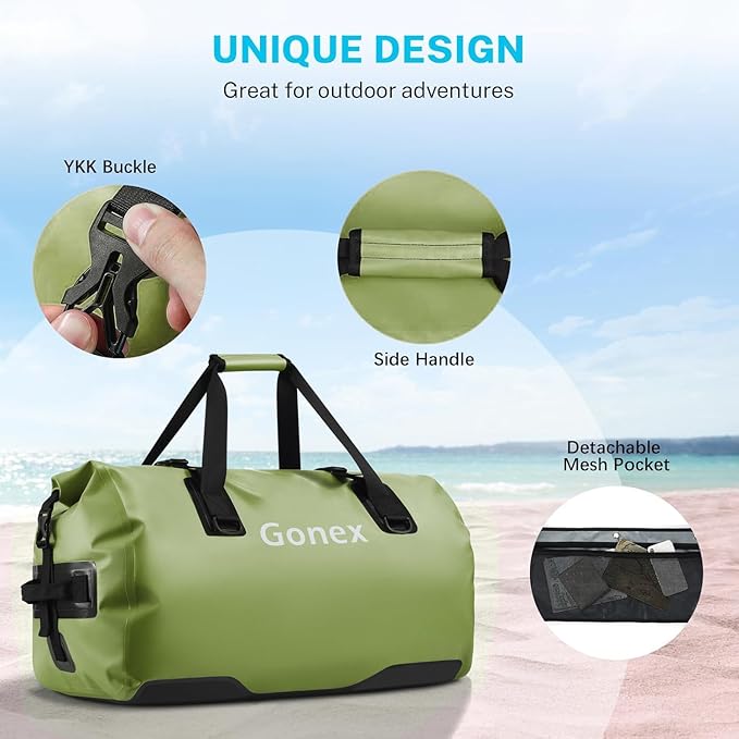 Gonex 40L 60L 80L Extra Large Waterproof Duffle Travel Dry Duffel Bag Heavy Duty Bag with Durable Straps & Handles for Kayaking Paddleboarding Boating Rafting Fishing