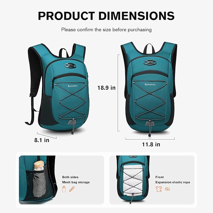 Ultra-Light Soft Daypack 15L/20L, Cushioned Breathable Back Panel Backpack, Lightweight Packable Travel Backpack (Green, 20L)