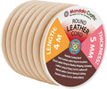 Mandala Crafts Round Genuine Beige Leather Cord for Jewelry Making – 5mm Cowhide Leather Rope String Lace for Kumihimo – 4.4 Yards Cowhide Craft Cording Spool