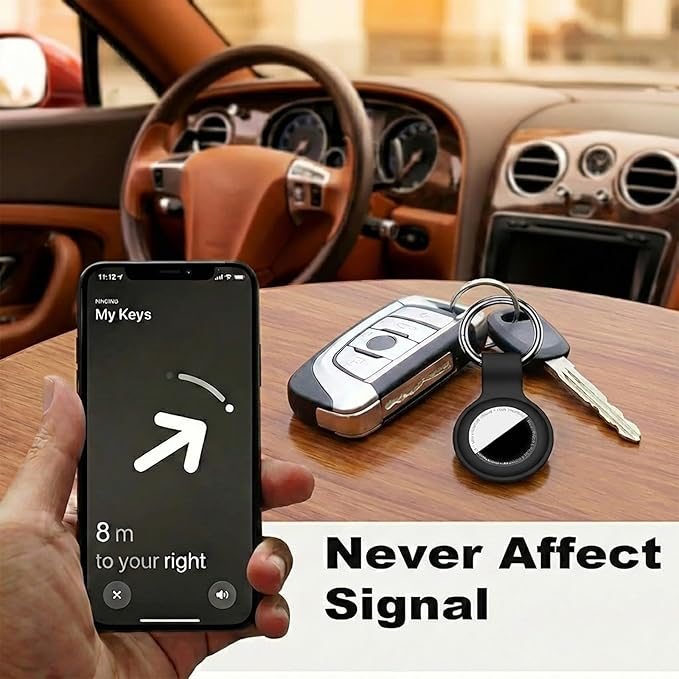 Linsaner [2 Pack] Car Key Chain Compatible with Automotive Key Fob, Anti-Lost for Air Tag Holder for Vehicle Keys, Silicone Keychains Car Accessories for Men Women, Black