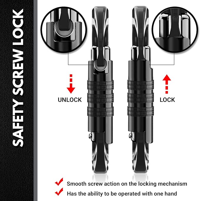 Rhino Produxs 12kN (2697 lbs) Heavy Duty Carabiner Clips, for Securing Pets, Outdoor, Camping, Hiking, Hammock, Dog Leash Harness, Keychains