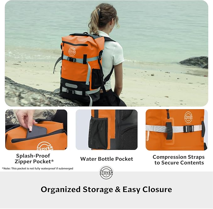 STOVER 5/10/25/30/40/55L Waterproof Dry Bag- Roll-Top Backpack w/Phone Case- Kayaking, Hiking, Camping, Boating- Men/Women