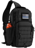 Rover Sling Pack Tactical Shoulder Sling Bag Backpack with Bottle Holder Crossbody Chest Bag, Black