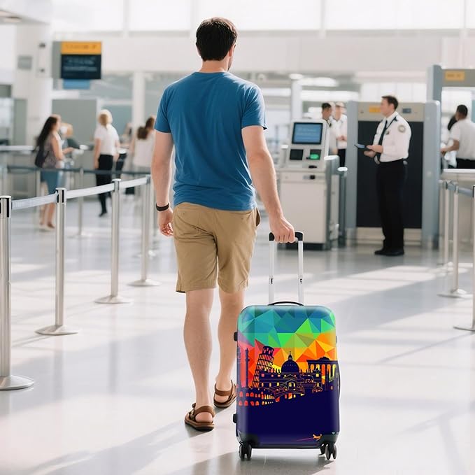 WUJIAONIAO Travel Luggage Cover Baggage Suitcase Cover Protector Skins 18-32 Inch (City, M (for 22-24 inch luggage))