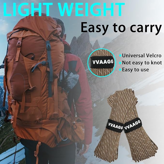 VVAAGG Reflective Paracord Rope 100FT, 7 Strand Nylon para Cord Lanyard Utility 550 Parachute Cord, 4mm Thin Tent Rope for Outdoor Camping Hiking