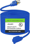 Outdoor Extension Cord Waterproof 100 FT, Blue 14/3 SJTW Heavy Duty, Flexible 100% Copper 3 Prong Extension Cord for Lawn, Garage,UL Listed