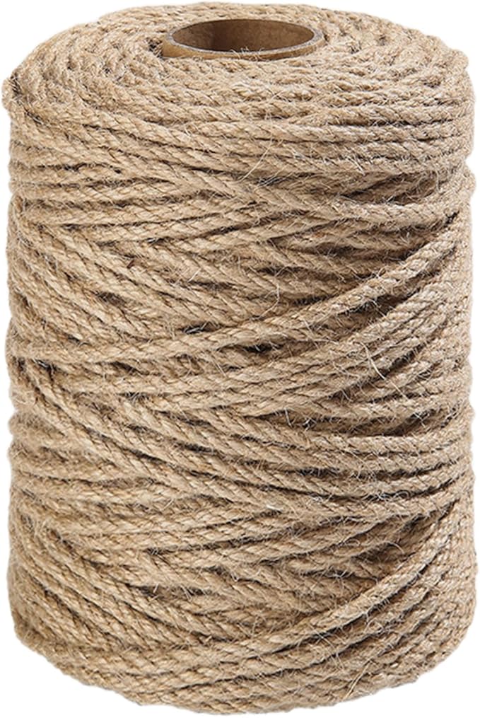 Vanhench Jute Rope 4mmX120FT, Rope for Crafts Projects Cat Scratcher Scratching Post Tree Gift Wrapping Arts & Crafts Home Decoration Packing Material Christmas Twine Bulk Heavy-Duty (Brown)