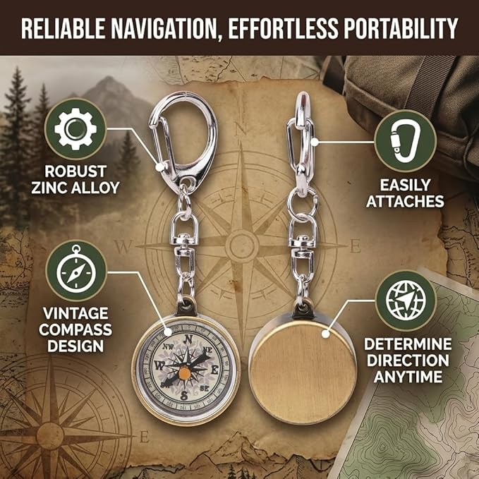 Pocket 2Pcs Outdoor Keychain Keychain for Camping Navigation Direction Tool