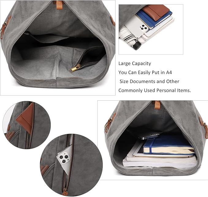 KL928 PU Leather Vintage Backpack – Large Casual Daypack Outdoor Travel Rucksack Hiking Backpacks for Men Women