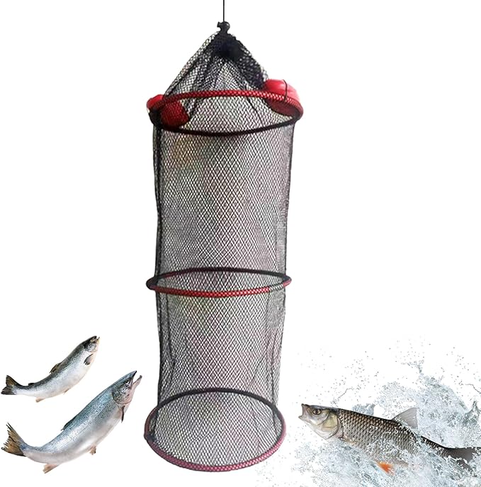 Fish Basket – 25x30cm/25x60cm/25x90cm Nylon, Portable Net Pen, Live Catch System | Perfect for Bank Fishing Activities, Boat Side Storage, Bait Preservation Needs, Outdoor Sports Gear