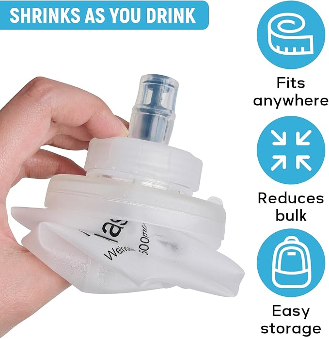 Soft Flask 700ML, TPU Collapsible Soft Water Bottle for Hydration Pack, Running Vest, Folding Water Bottle for Hiking, Cycling Hydration Flask - White