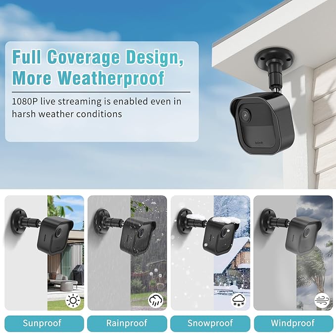 All-New Blink Outdoor Camera Wall Mount,3 Pack Weatherproof Housing, 360 Degrees Adjustable Bracket with Sync Module Core Mount for Blink Outdoor 2K+, 4th & 3rd Gen, Black(Camera is Not Included)
