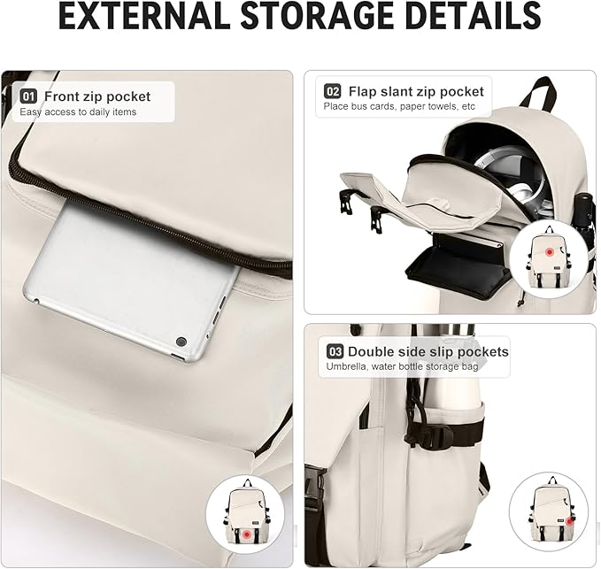 coowoz Casual Daypack Large upgraded version College Laptop Backpack for Men Women Water Resistant Lightweight School Bag Travel Rucksack for Sports High School Middle Bookbag for girls Size L(Khaki)