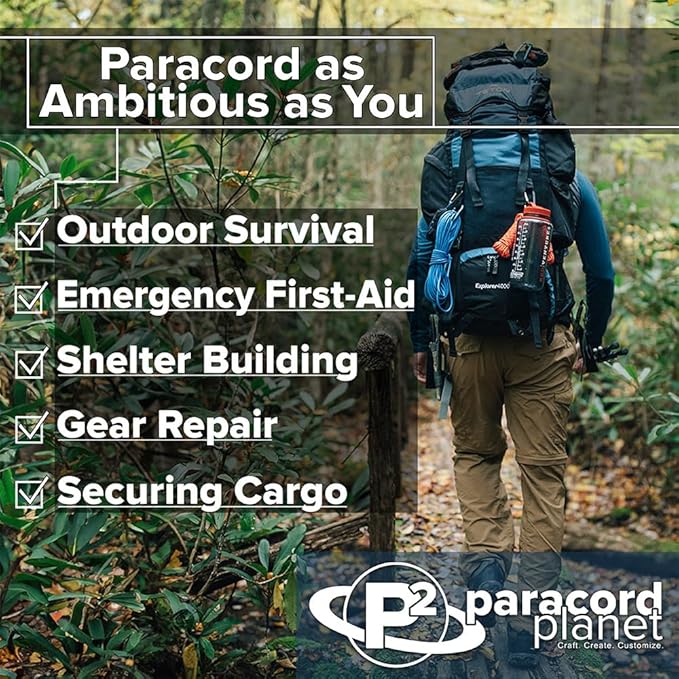 Paracord Planet 550 Camping Collection – Type III Paracord for Outdoor Enthusiasts - Campfire 25 Feet