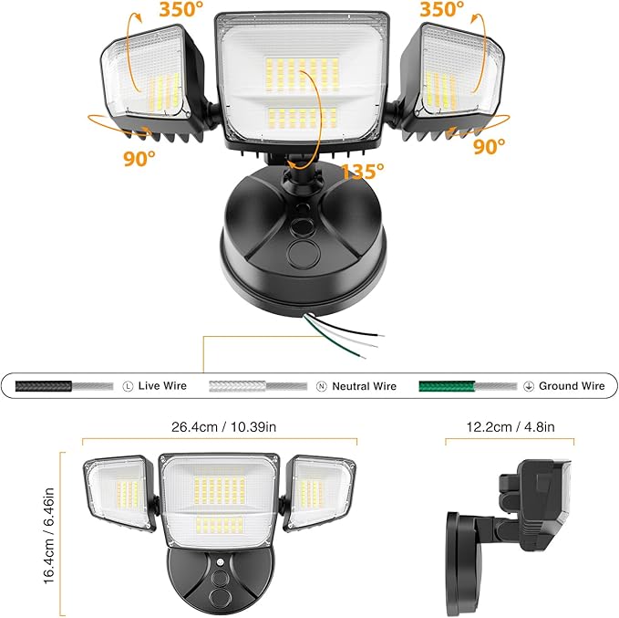 Onforu 65W Smart LED Flood Lights Outdoor, 6500LM Brightness Adjustable, APP Control Tunable 2700K-6500K, WiFi Alexa Security Lights with Timer & 4 Lighting Head, Exterior Floodlight for Yard Garage