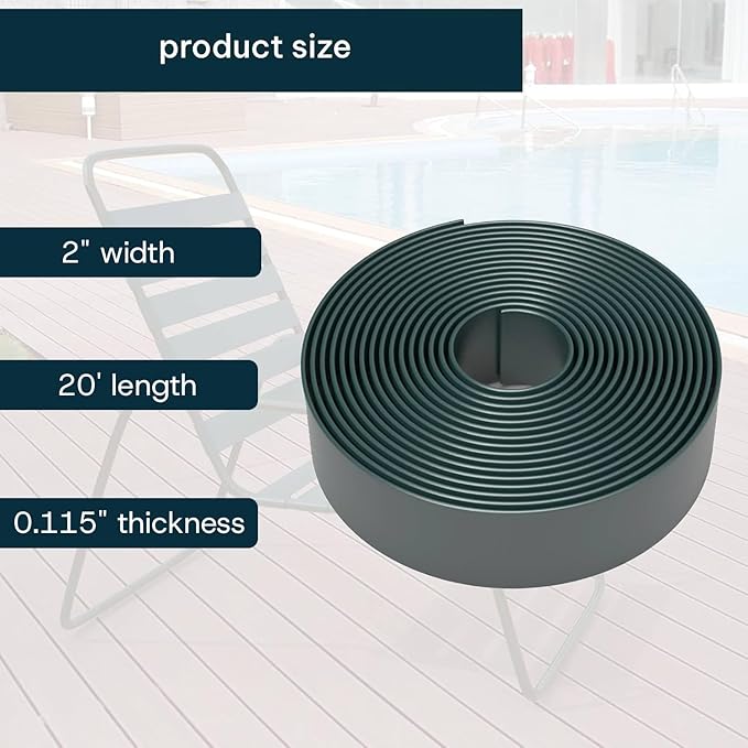 2 Inch Wide, 20ft Long Vinyl Strap - Replacement Straps for Patio Chairs - Vinyl Strapping for Patio Furniture Repair - Durable Seat Repair Kit for Lawn Chairs, Outdoor Furniture (Green)