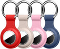 Linsaner [4 Pack] Holder for AirTag 2nd Gen (2026) & 1st Gen, Silicone Case Keychain Key Ring, Protective Cover for Apple for Air Tags, GPS Finder Accessories, Red/Milk Tea Color/Pink/Dark Blue