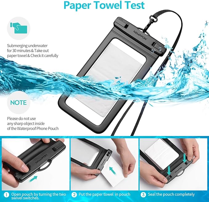 6 Pack 8.5“ Waterproof Cell Phone Pouch - Underwater Dry Bag Case Lanyard - Water Proof Clear Holder Protector for iPhone 17 16 15 Pro Max Plus Samsung Galaxy S25 S24 Ultra Note for Beach Swimming