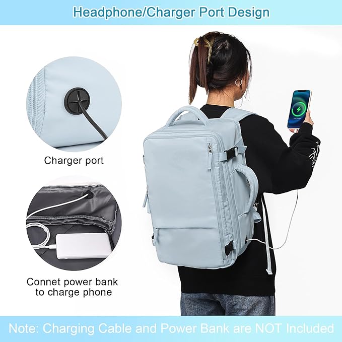 Sinaliy Large Expandable Travel Backpack for Men and Women, 17 Inch Laptop, Waterproof, Casual, College, Business, Hiking, Camping