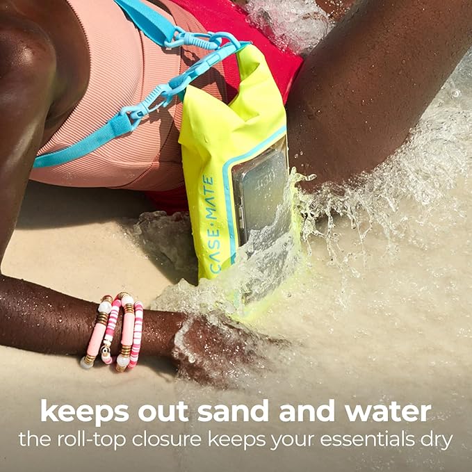 Case-Mate Citrus Splash Mini IP68 Waterproof Bucket Bag - Roll Top Dry Bag 2L Cap with Waterproof Pouch for Swimming Kayaking Boating Travel and More - For Phones Up to 7"