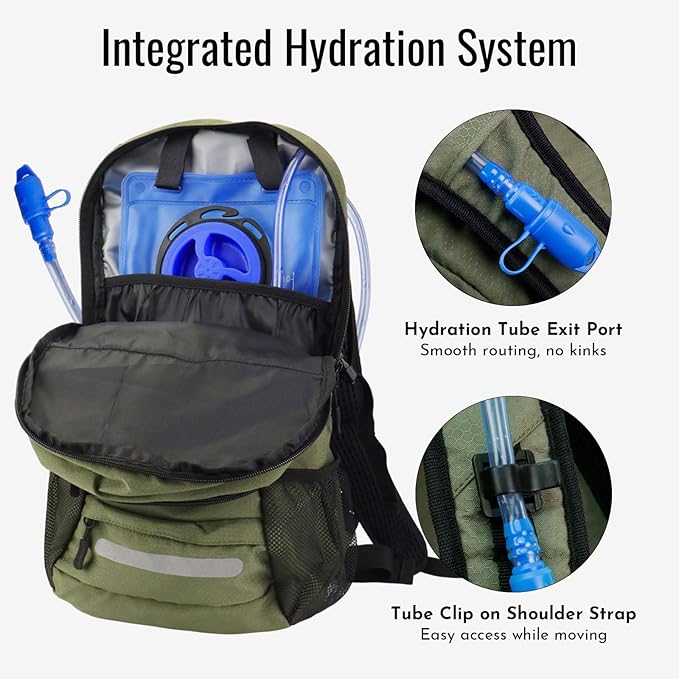 Zavothy 20L Multipurpose Hiking Backpack with 3L Water Bladder – Durable Hydration Backpack with Insulated Bladder Compartment, Hidden Helmet Holder & Rain Cover – for Hiking, Commuting, and Camping