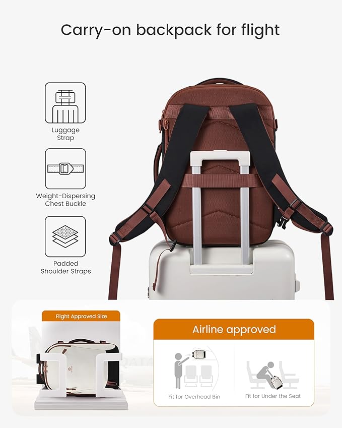 LOVEVOOK 40L Travel Backpack for Women, Airline Approved Carry On Backpack with 2 Packing Cubes, Waterproof Personal Item Bag Fits 17" Laptop, TSA Traveling Essentials Weekender Overnight Backpack