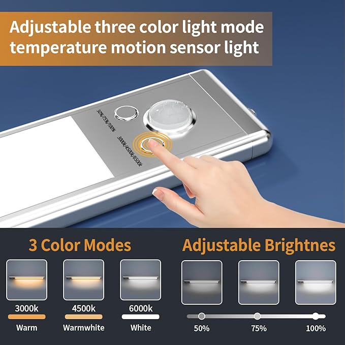 Under Cabinet Lights,88 LED Operated Motion Sensor Light Indoor,2200mAh USB Rechargeable Closet Lights, 6 Pack Magnetic Dimmable Closet Lights，Wireless Under Counter Lights for Kitchen, Stairs