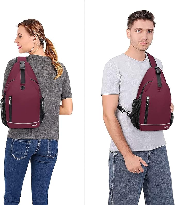 MOSISO Sling Backpack,Multipurpose Travel Hiking Daypack Rope Crossbody Shoulder Bag with Front Buckle Pouch&Reflective Strip