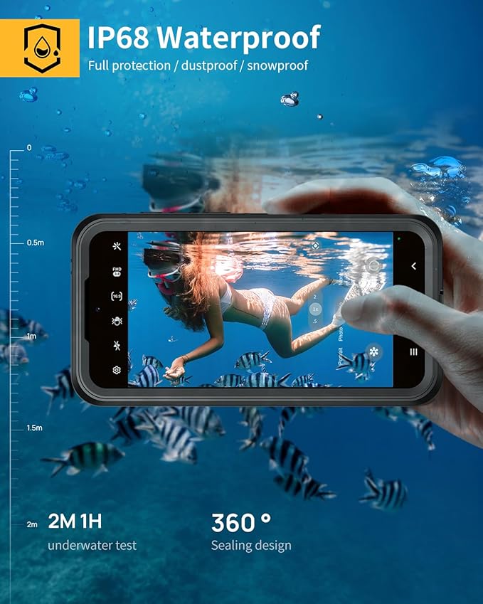 Lanhiem for Samsung Galaxy A35 5G Case, IP68 Waterproof Dustproof, Built-in Screen Protector, Rugged Full Body Shockproof Protective Cover for Samsung A35 5G /4G 6.6", Black/Clear