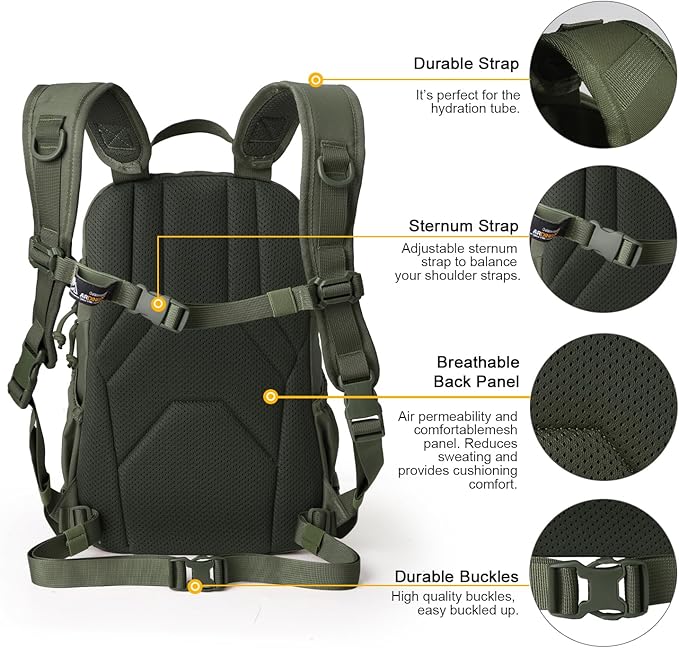 Mardingtop Small Tactical Backpack,Molle Hiking Backpack for Backpacking,Cycling and Biking,15L/25L Backpack