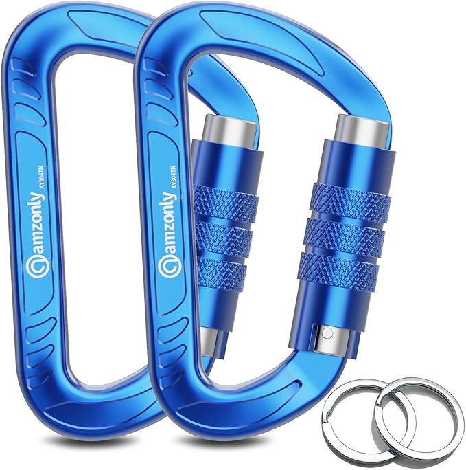 3inch Auto Locking Carabiner Clips Heavy Duty, 12KN /2697lbs Lightweight keychain carabiners, Sturdy Twist Lock Caribeeners for Camping Hiking Hammock Swing Backpack, dog leash and Harness etc