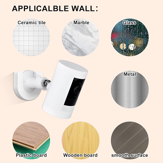 2pack Strong Adhesive Wall Mount +Adjustable Indoor/Outdoor Security Wall Mount Compatible with Arlo Pro/Pro 2/Pro 3/Ultra/Ultra 2,Ring Indoor Cam(1st Gen) , eufyCam E/2C