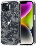 MOSNOVO for iPhone 13/14 Case | Military Grade 6.6ft Drop Tested | Clear with White Dragon Design