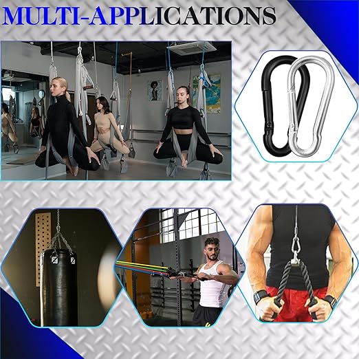 150 Pack M5 Carabiners, 3/16Inch Galvanized Steel Black Quick Link Small Carabiner Clips, 2'' Spring Carabiner Link Buckle for Fishing Camping Hammock Dog Leashes-220LBS Holding Capacity