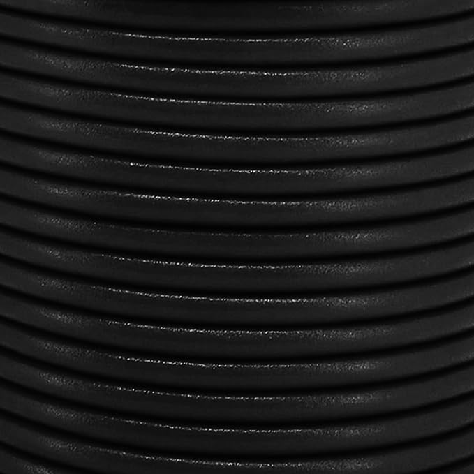 Mandala Crafts Round Cowhide Genuine Black Leather Cord for Jewelry Making Kumihimo Leather Rope Spool - Black String Lace - 20 Yds 2mm Cording