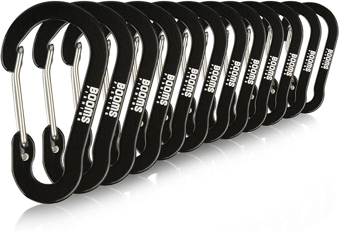 Booms Fishing CC1 Multi-Use Carabiner Clip, 6 Pack Small Caribeener Clips, Mini Keychain Caribeaner Clip 2 inch, Aluminum D Ring Carabiners, Multi-colored