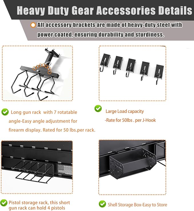 Wall Rack System - Aluminium Heavy-Duty Tactical Storage for Rifles, Carbines, Shotguns & Handguns, Modular Slatwall Organizer Holds up to 6 Rifles, 10 Pistols & 4 Mags